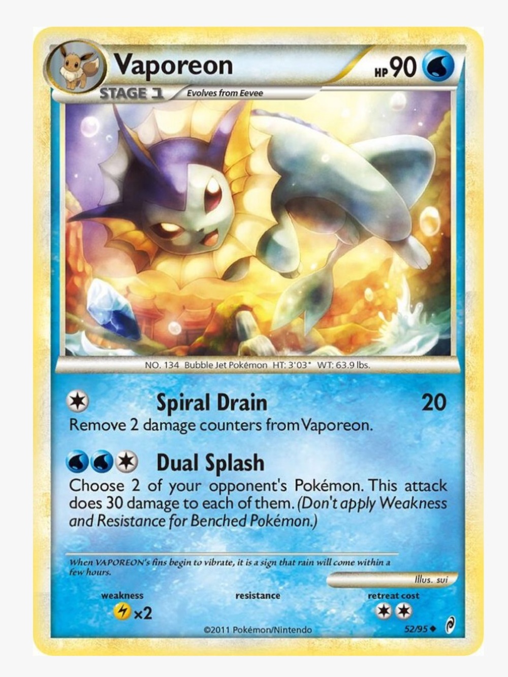 Vaporeon Call of Legends Pokemon Trading Card